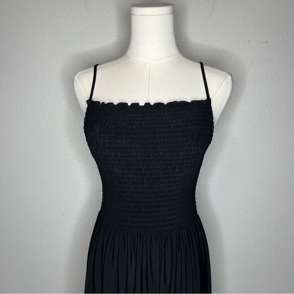 Hill House The Jersey Isabel Nap Dress Black Square Neck Smocked Maxi - Picture 4 of 7